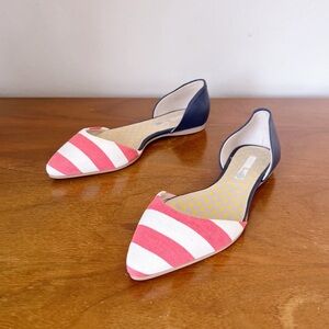 Boden • Vienne Point Flats d'orsay red white stripe canvas navy blue leather